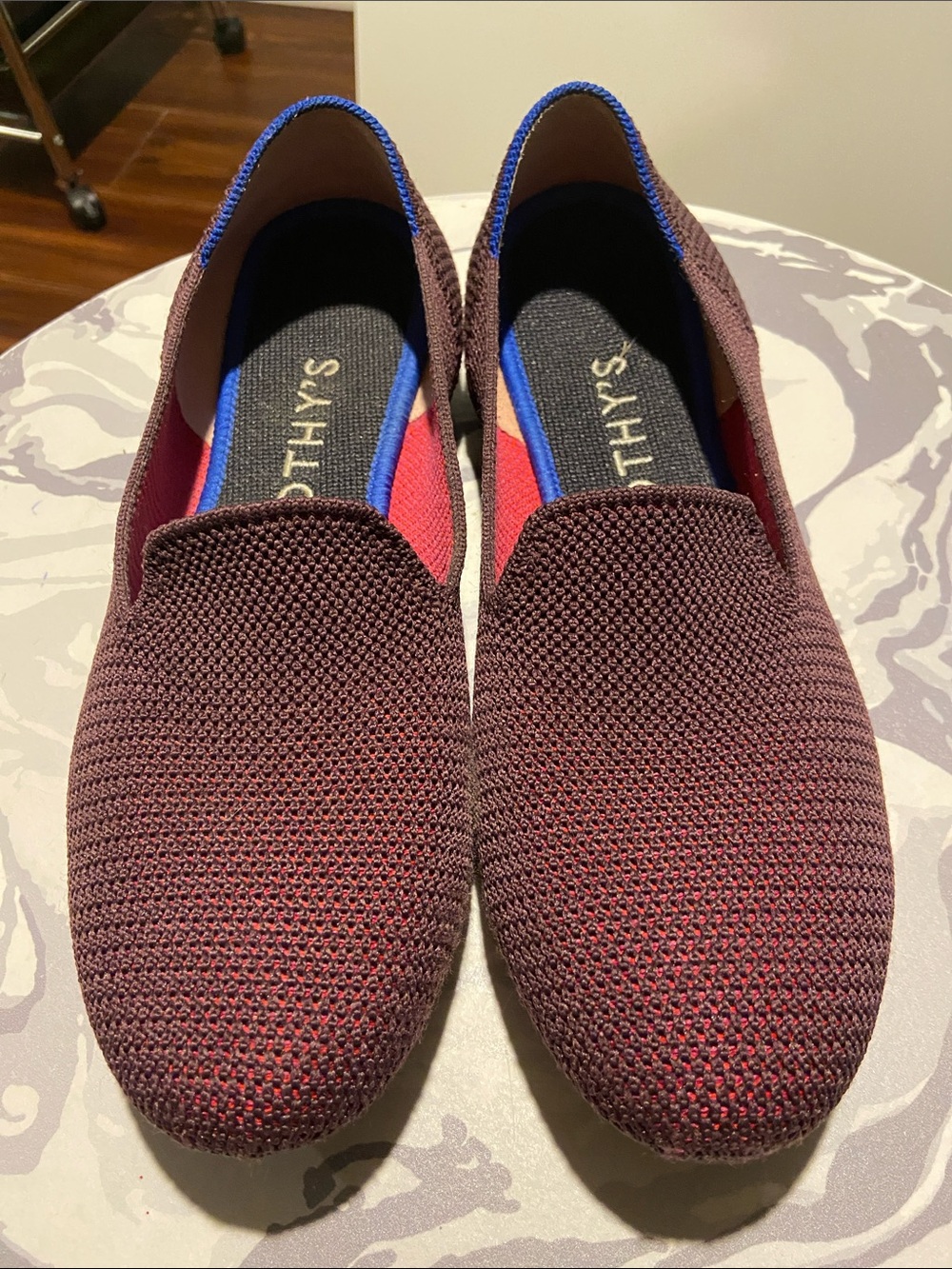 Rothy’s The Loafer Burgundy Knit Slip-On Flats Women’s Size 8.5 - Picture 2 of 11